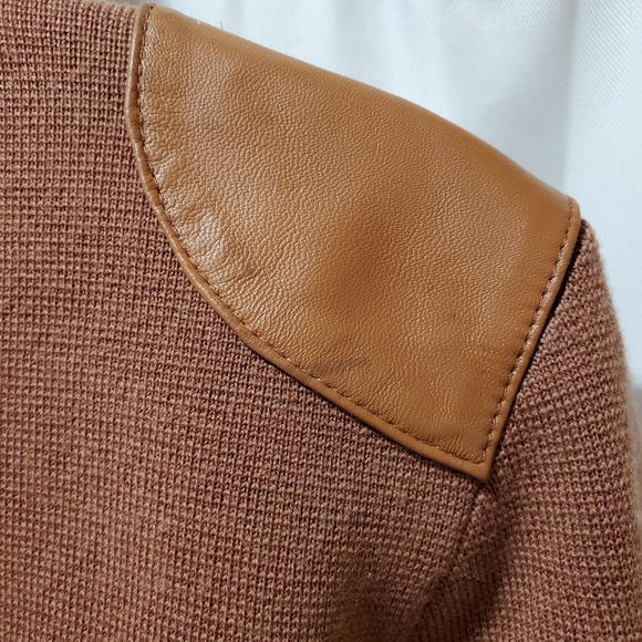 Vakko moto leather & wool zip up shacket jacket Medium - Picture 7 of 14